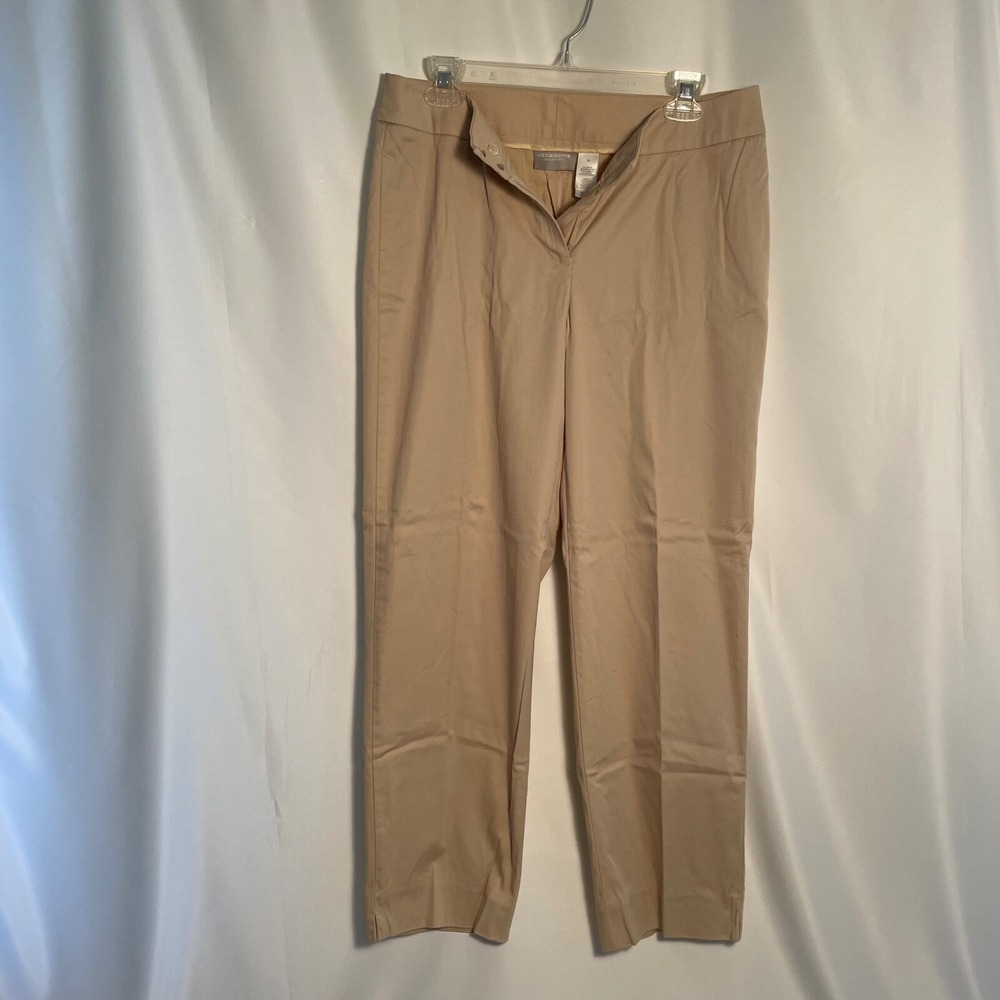 Liz Claiborne Ankle Pants Womens 10 Beige Flat Front Mid Rise Zip Fly Casual